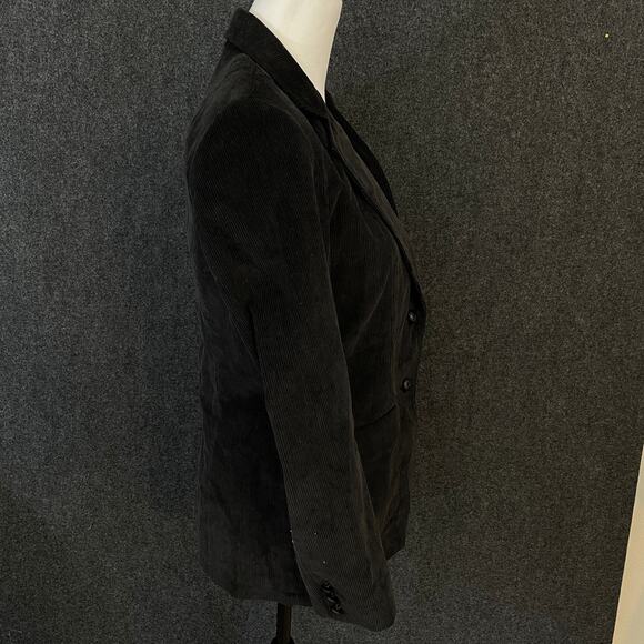 Vintage Kathy Davis Black Corduroy Blazer Women’s 10 Button Front Jacket Lined - Picture 3 of 13